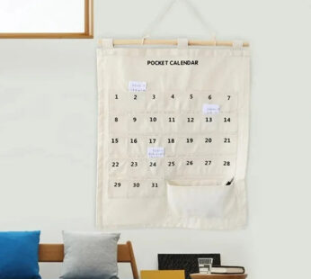 Wall Pocket Calendar Hanging Organizer – Monthly Day-Wise Planner with Clear Pockets for Saving Important Dates & Special Reminders