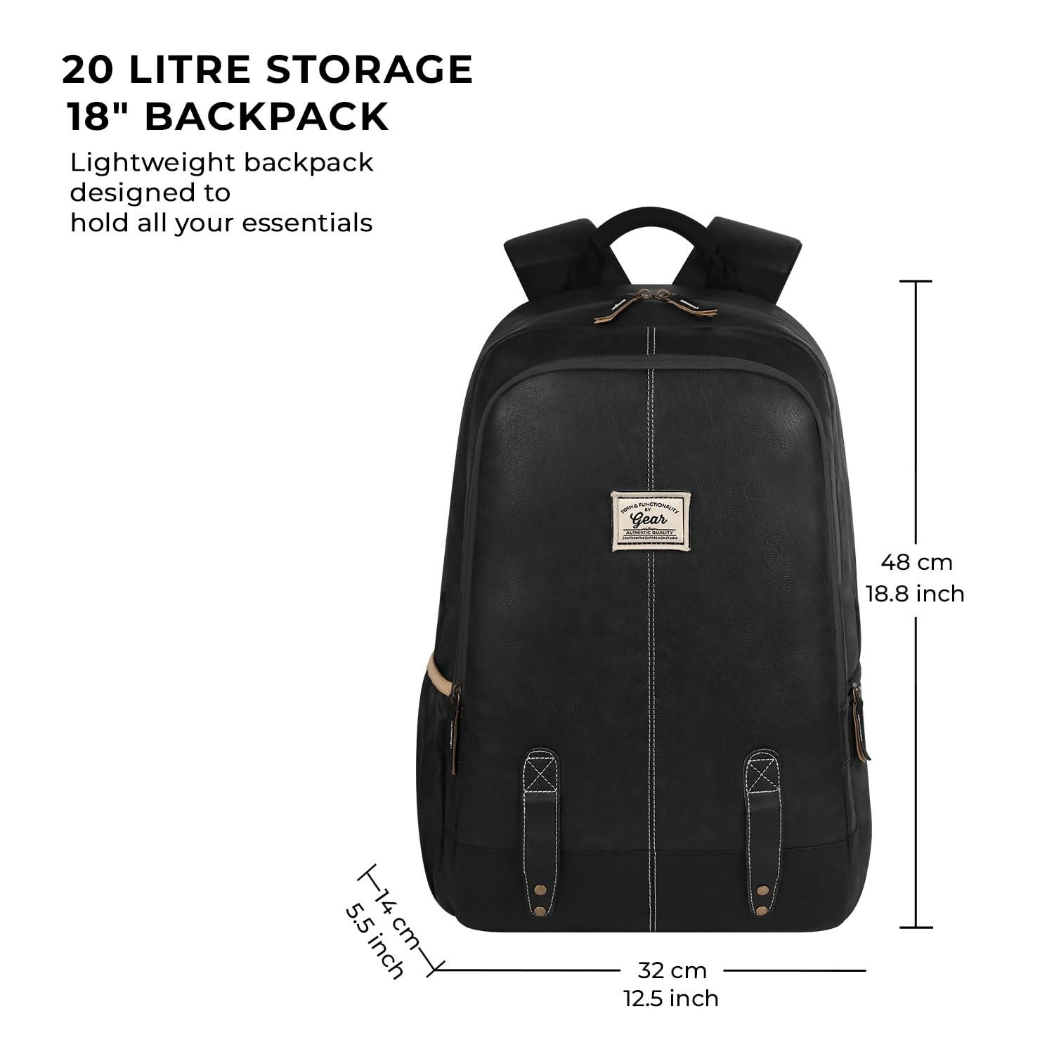 Waterproof Faux Leather Laptop Backpack – 20L Business & Travel Daypack - Detailed Feature View 2