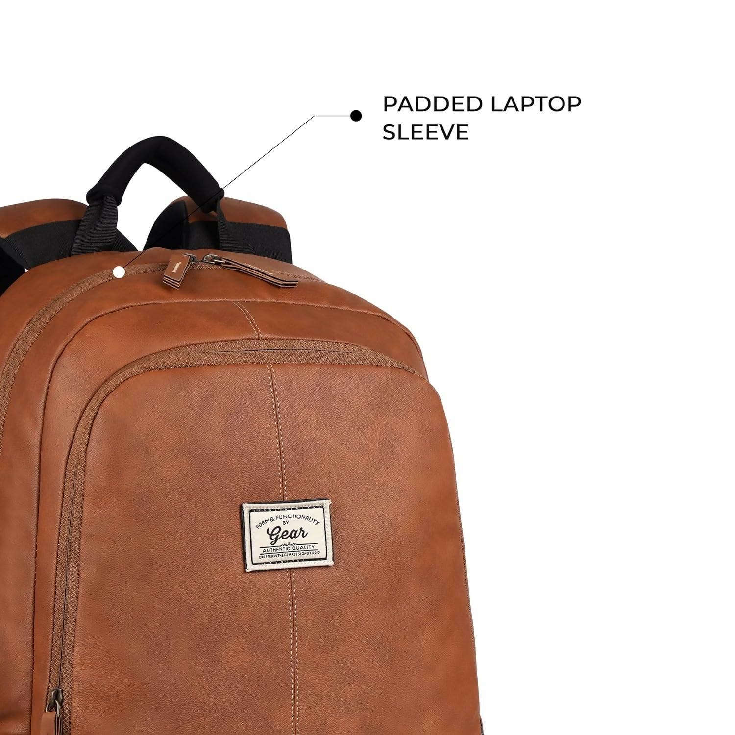 Waterproof Faux Leather Laptop Backpack – 20L Business & Travel Rucksack - Detailed Feature View 4
