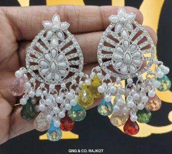 White Gold Jhumka Earrings – Elegant Festive Jewelry