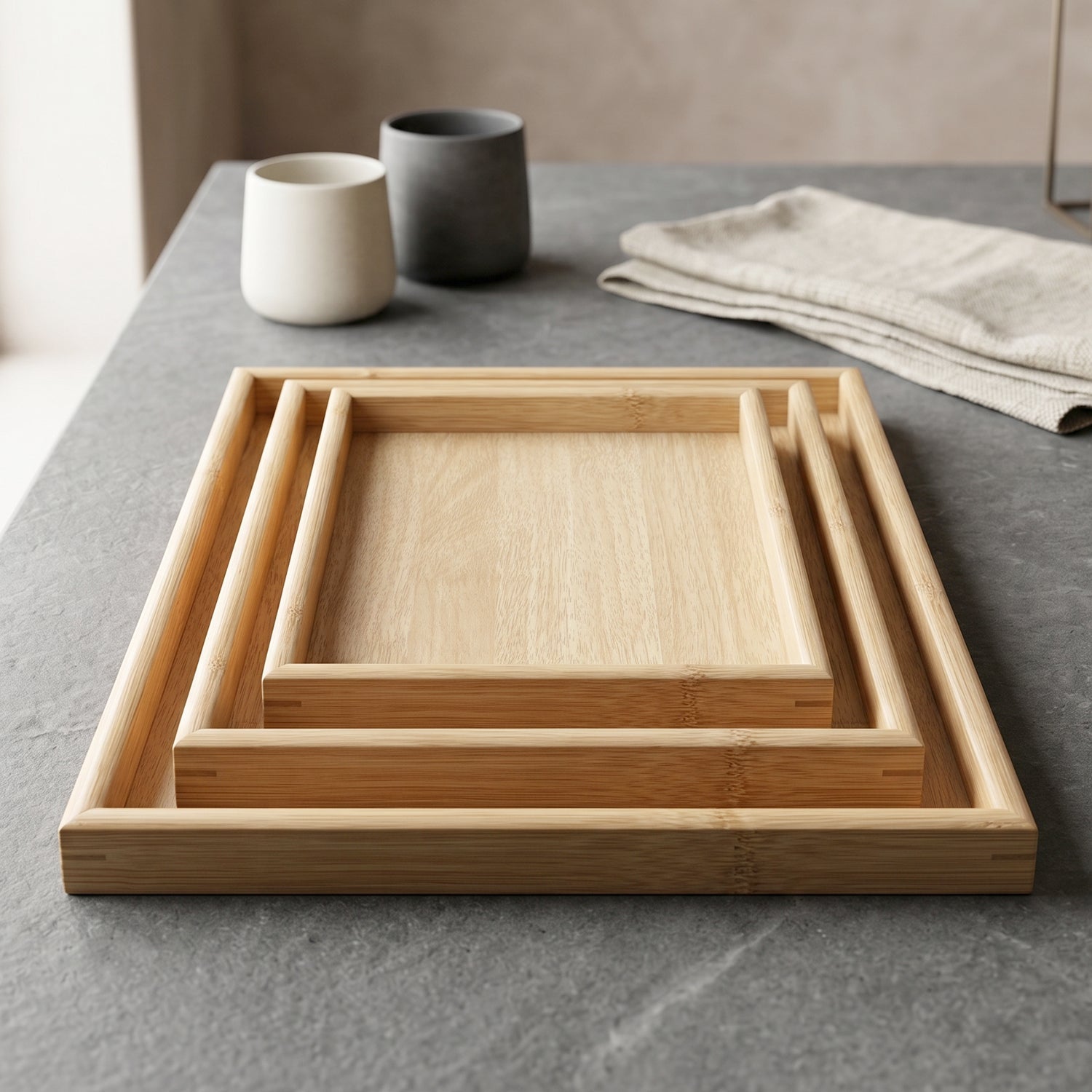 Wooden Finish Multipurpose Serving Tray Set – Stylish & Durable - Detailed Feature View 6