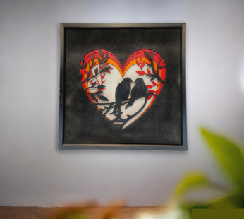 Wooden Heart & Bird Wall Art – Multi-Layer 3D Home Decor