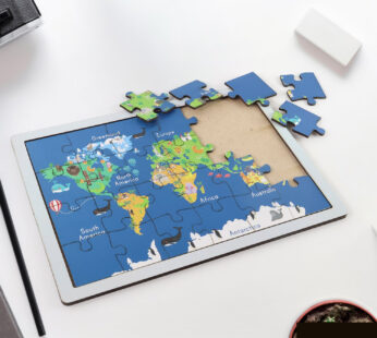 Wooden World Map Puzzle – Educational Geography Toy for Kids